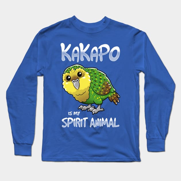 Kakapo Spirit Animal Long Sleeve T-Shirt by Andriu